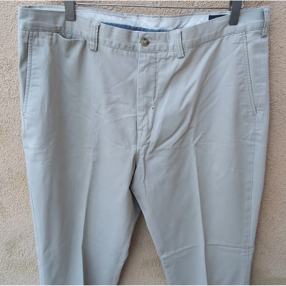 Polo Ralph Lauren Mens 38x32 Khaki Chino Pants Flat Front Cotton Twill Trousers